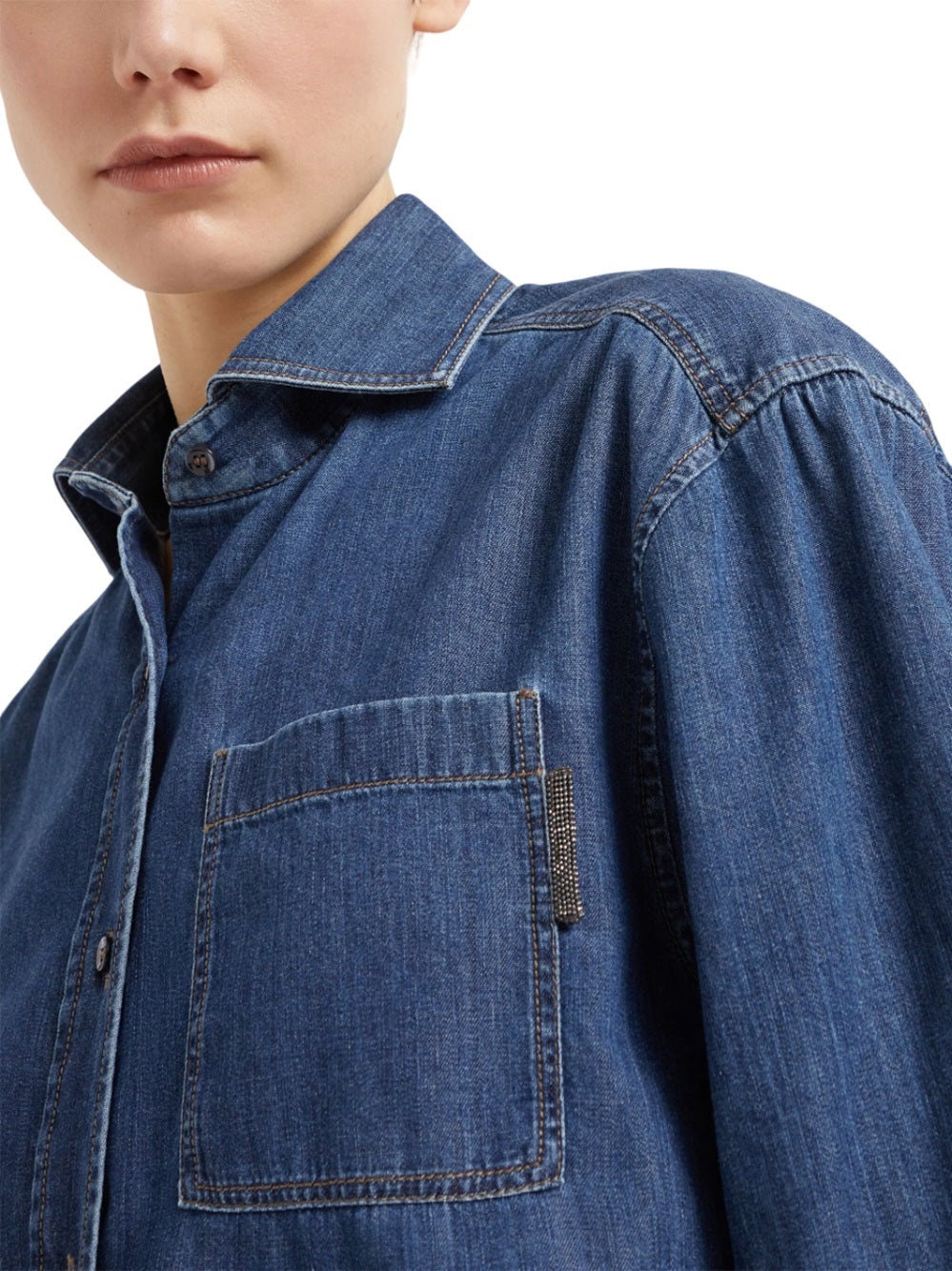 Denim shirt with Monili detail - 6