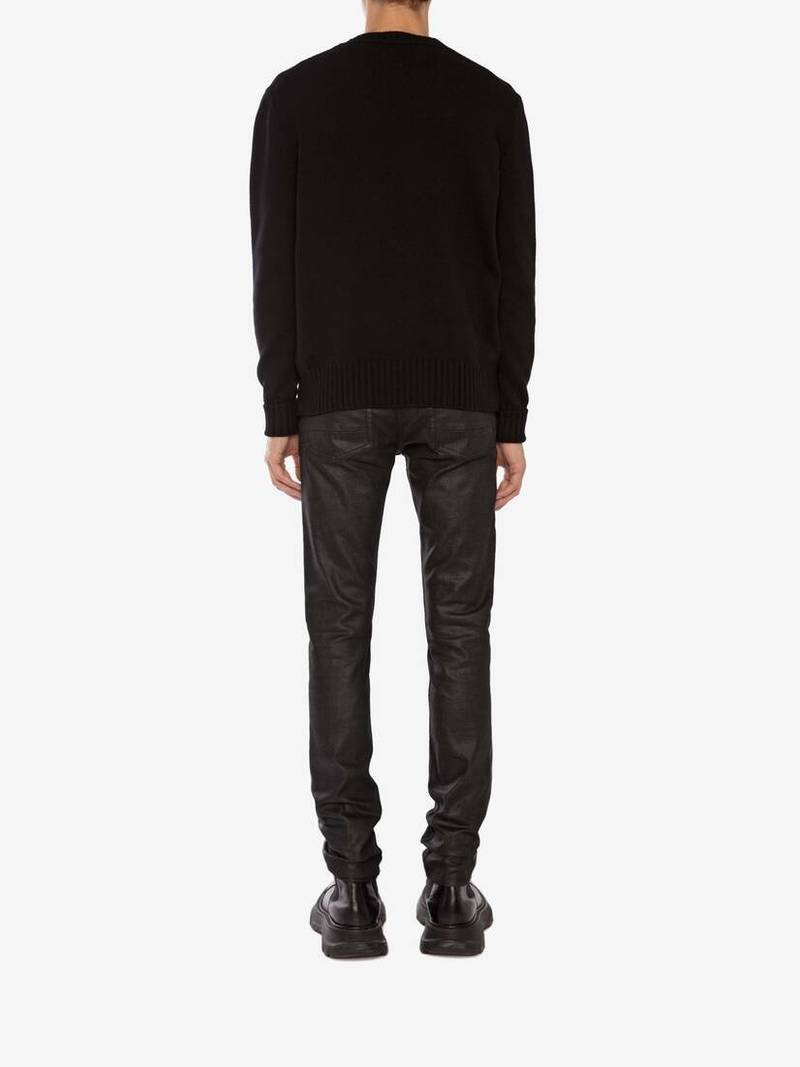 Men's McQueen Graffiti Crew Neck Sweater in Black 4
