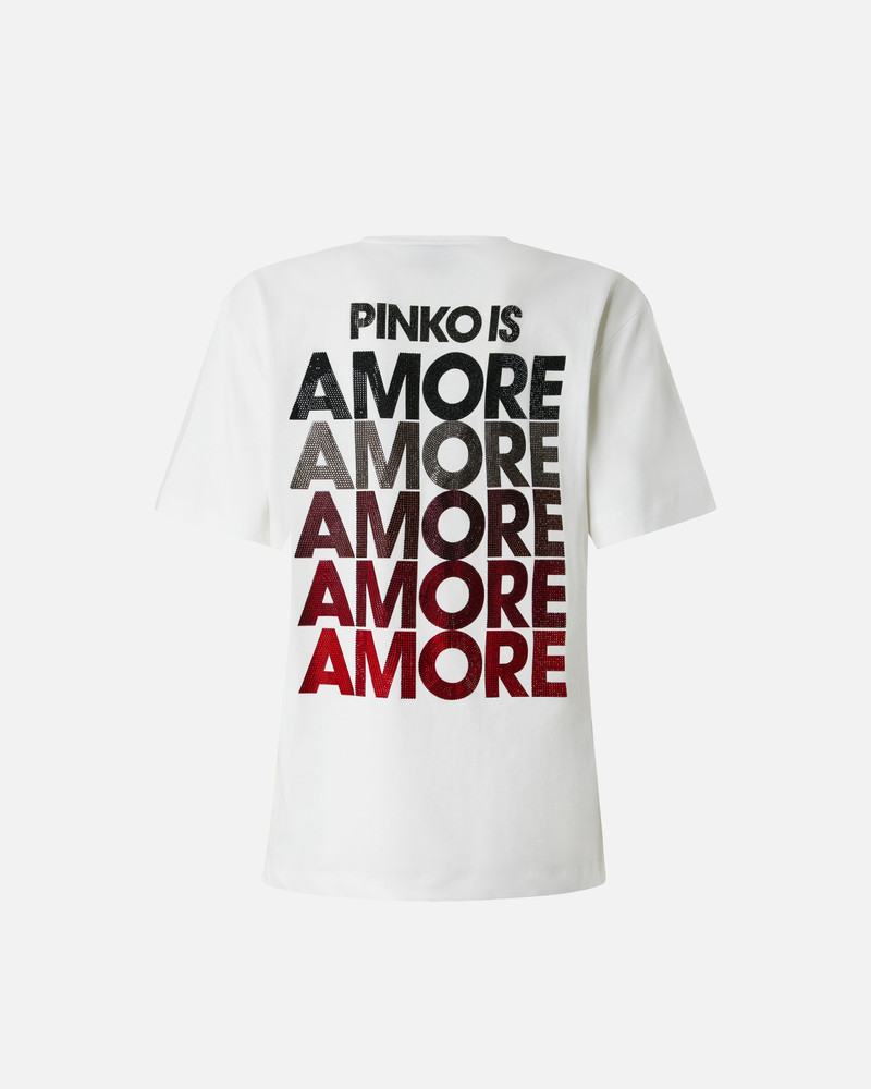 PINKO T-SHIRT WITH RHINESTONED AMORE LETTERING outlook