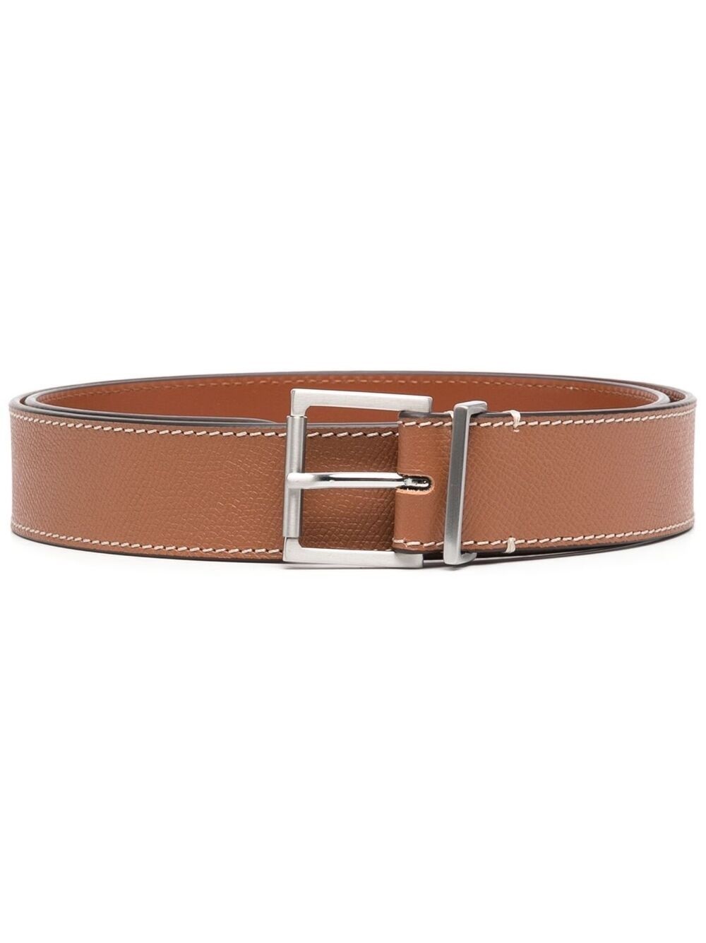 buckle grained leather belt - 1