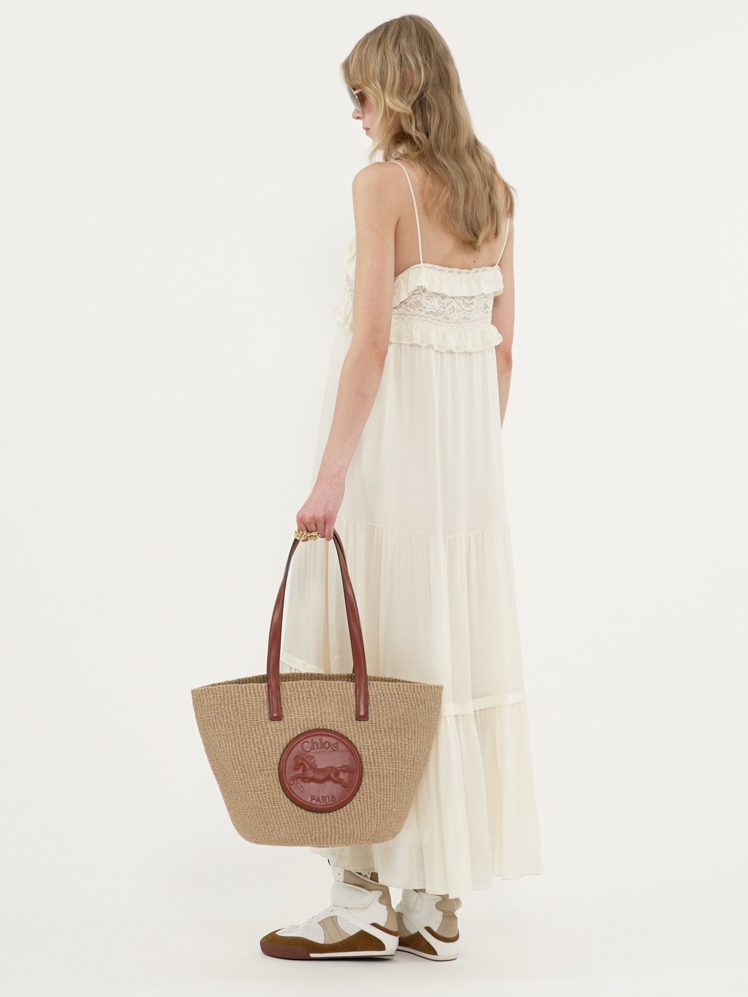 SLEEVELESS LONG DRESS IN SILK CHARMEUSE - 5
