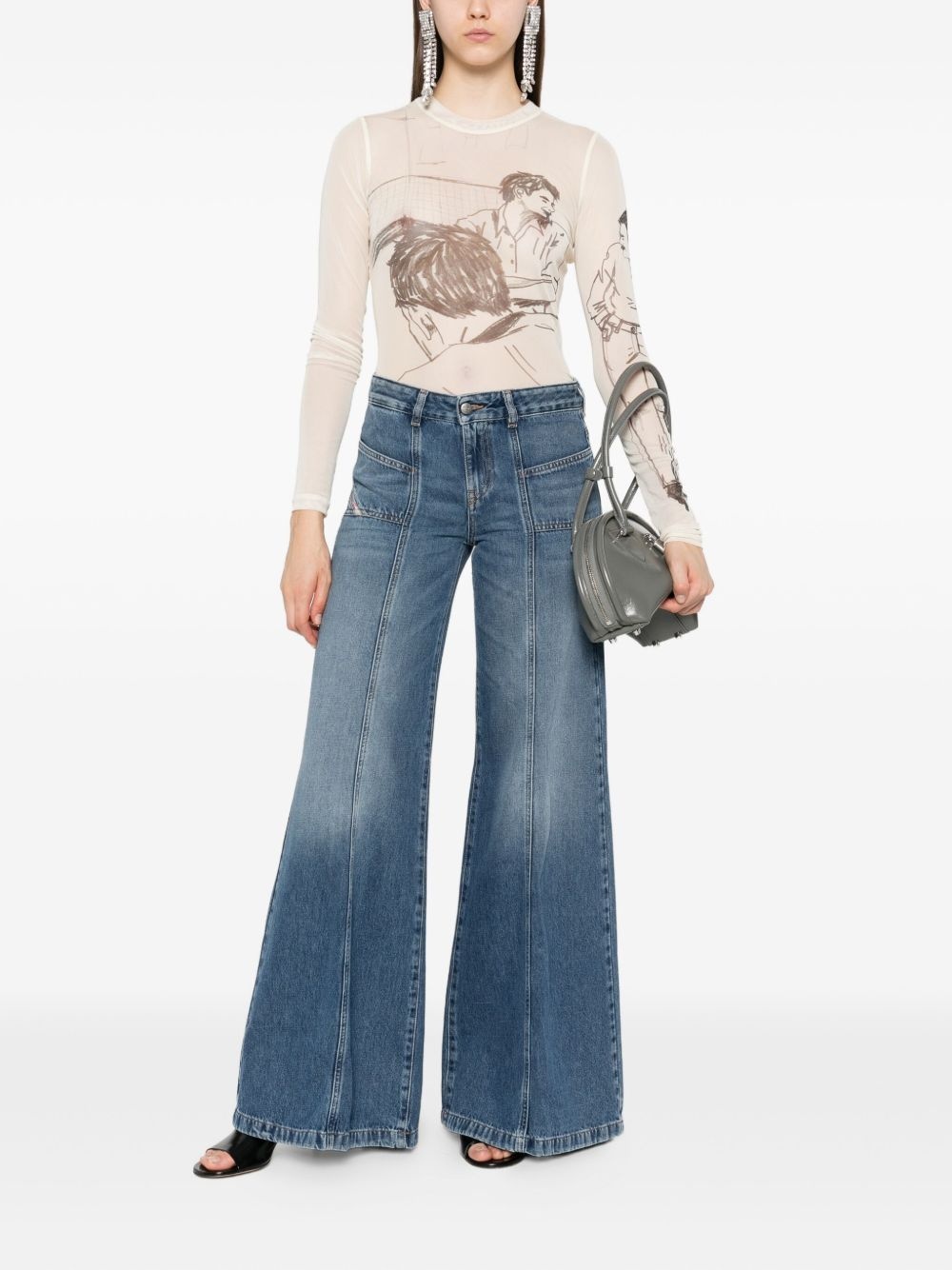 D-Akii panelled jeans - 2