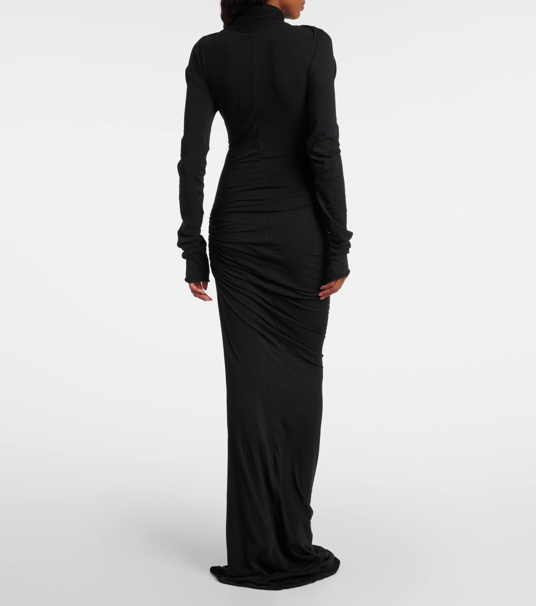 Draped cotton-blend jersey gown - 3