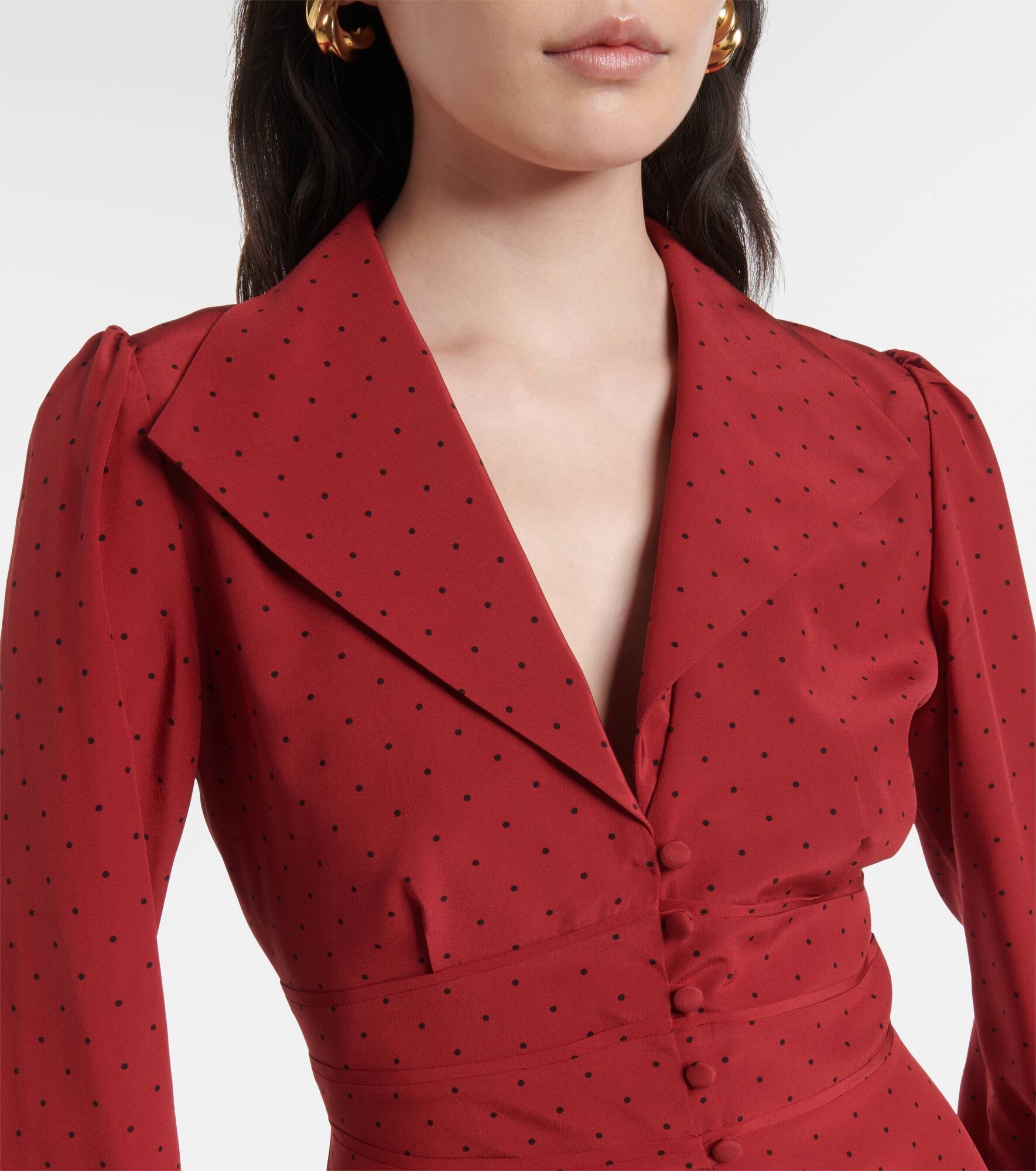 Polka-dot silk midi dress - 4
