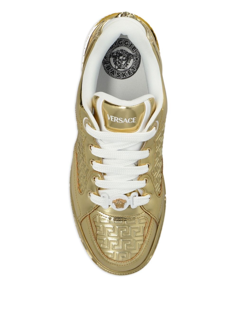 Greca-detail leather sneakers - 4