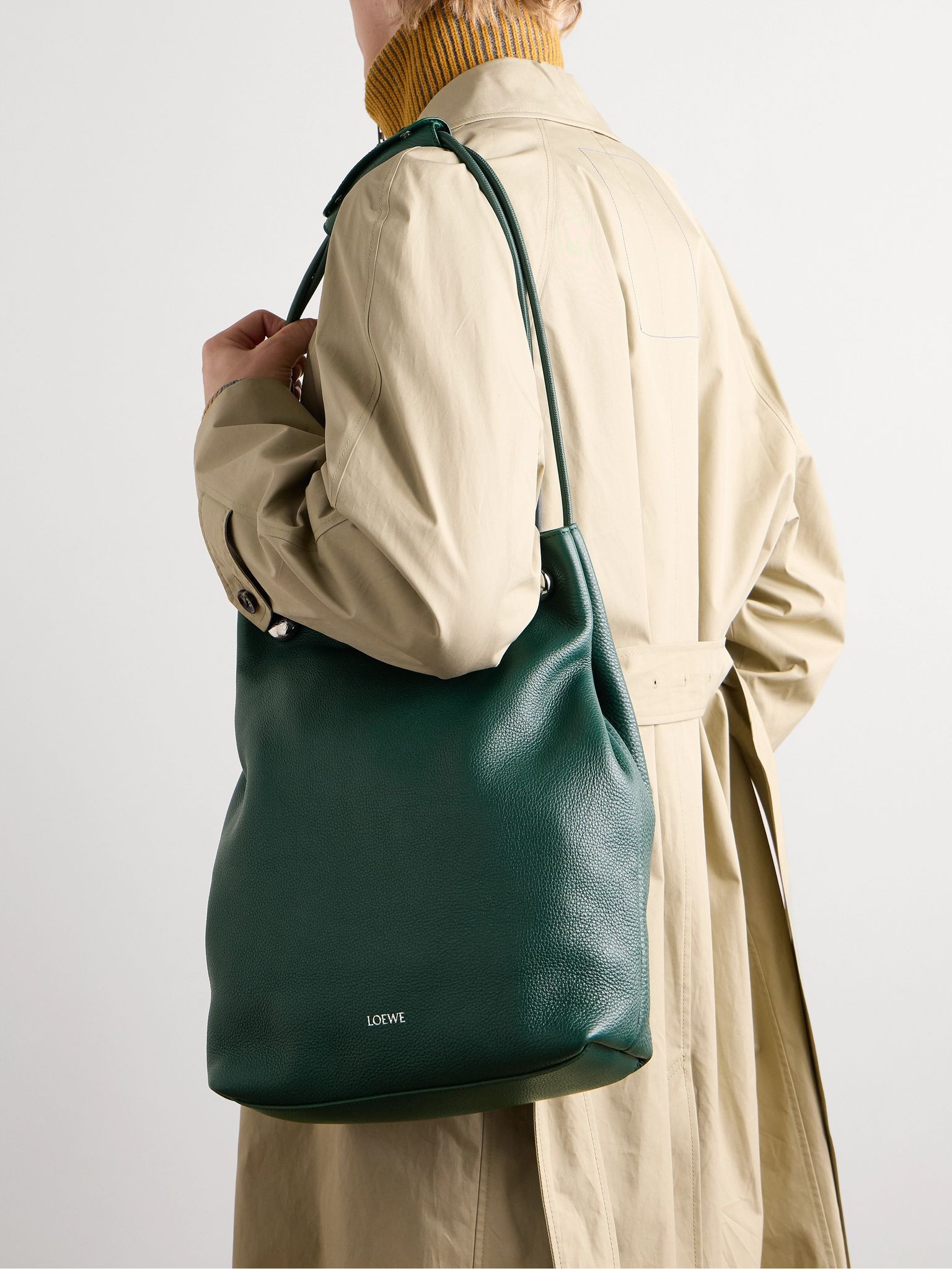 Pebble Full-Grain Leather Tote Bag Green - 2