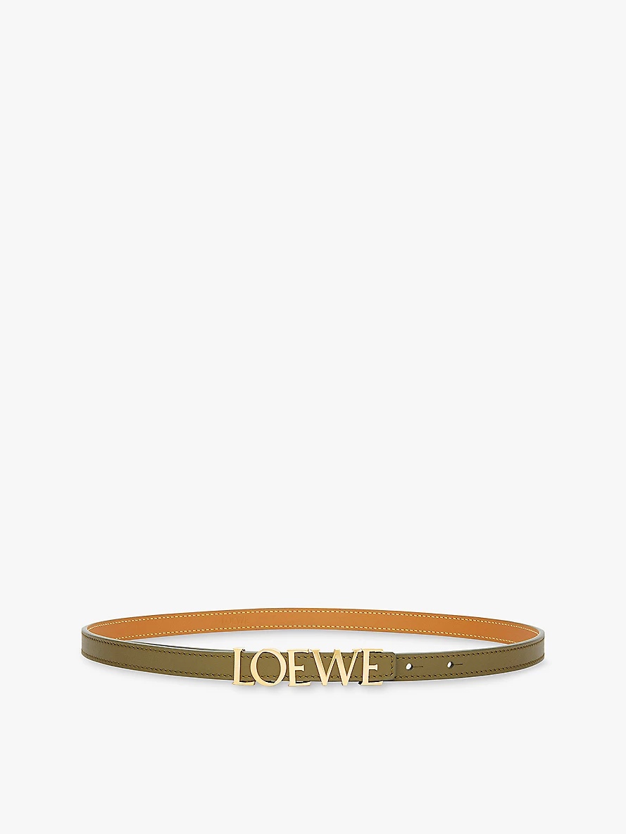 Bold brand-embellished leather belt - 1