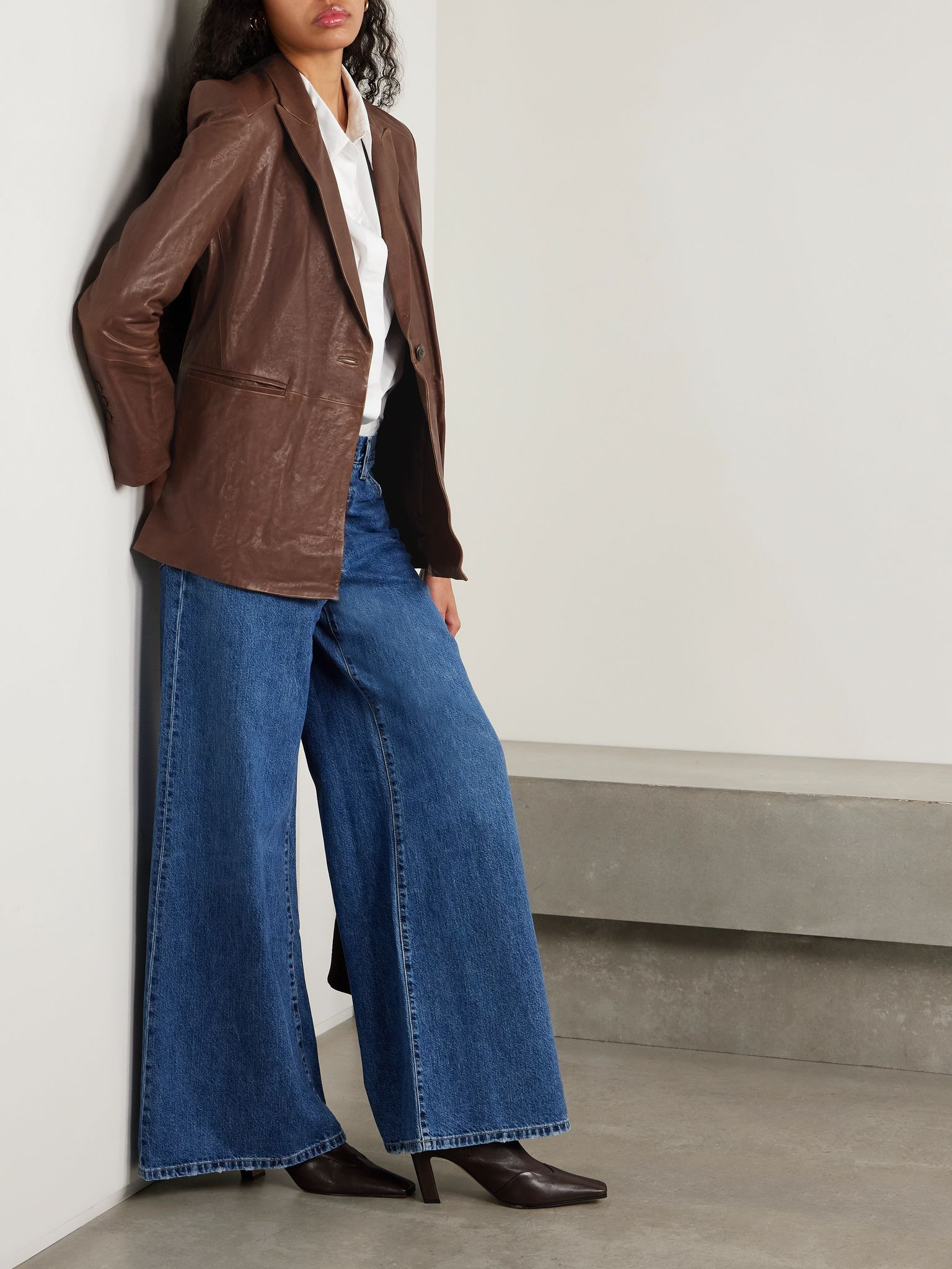 James leather blazer Tan - 2
