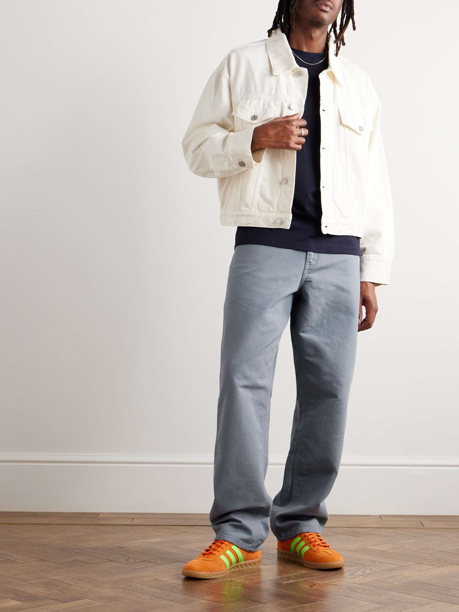 Single Knee Straight-Leg Organic Cotton-Canvas Trousers - 2