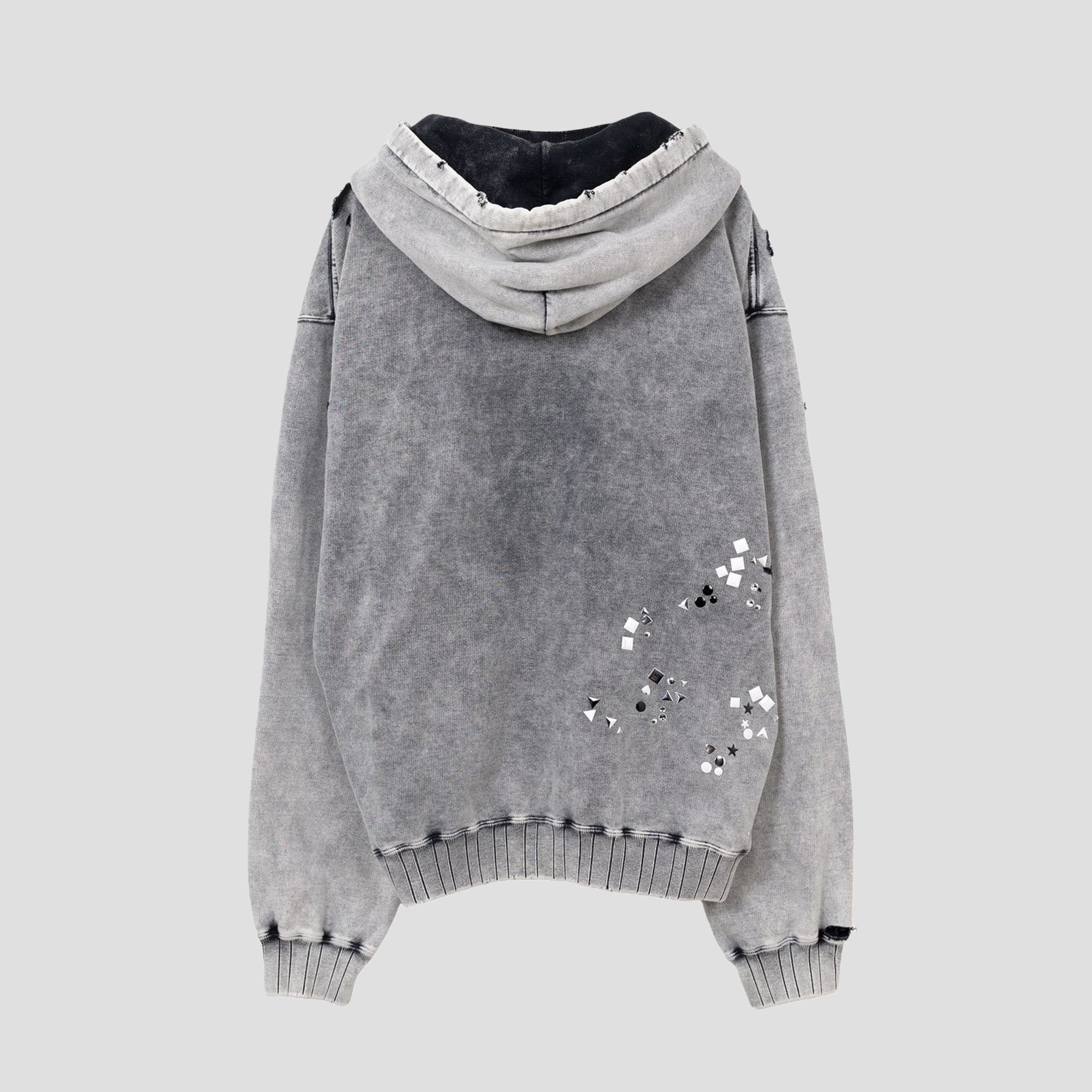 EMBELLISHED BLEACHED HOODIE - 2