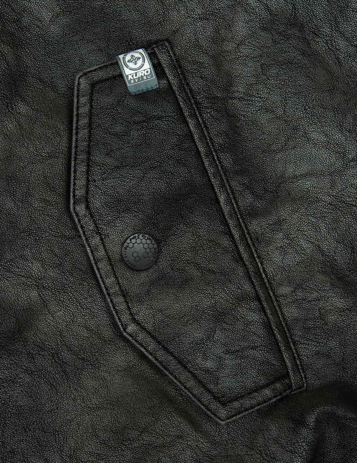 Hooded Grain Pattern Regular Fit Leather Bomber Jacket - 12