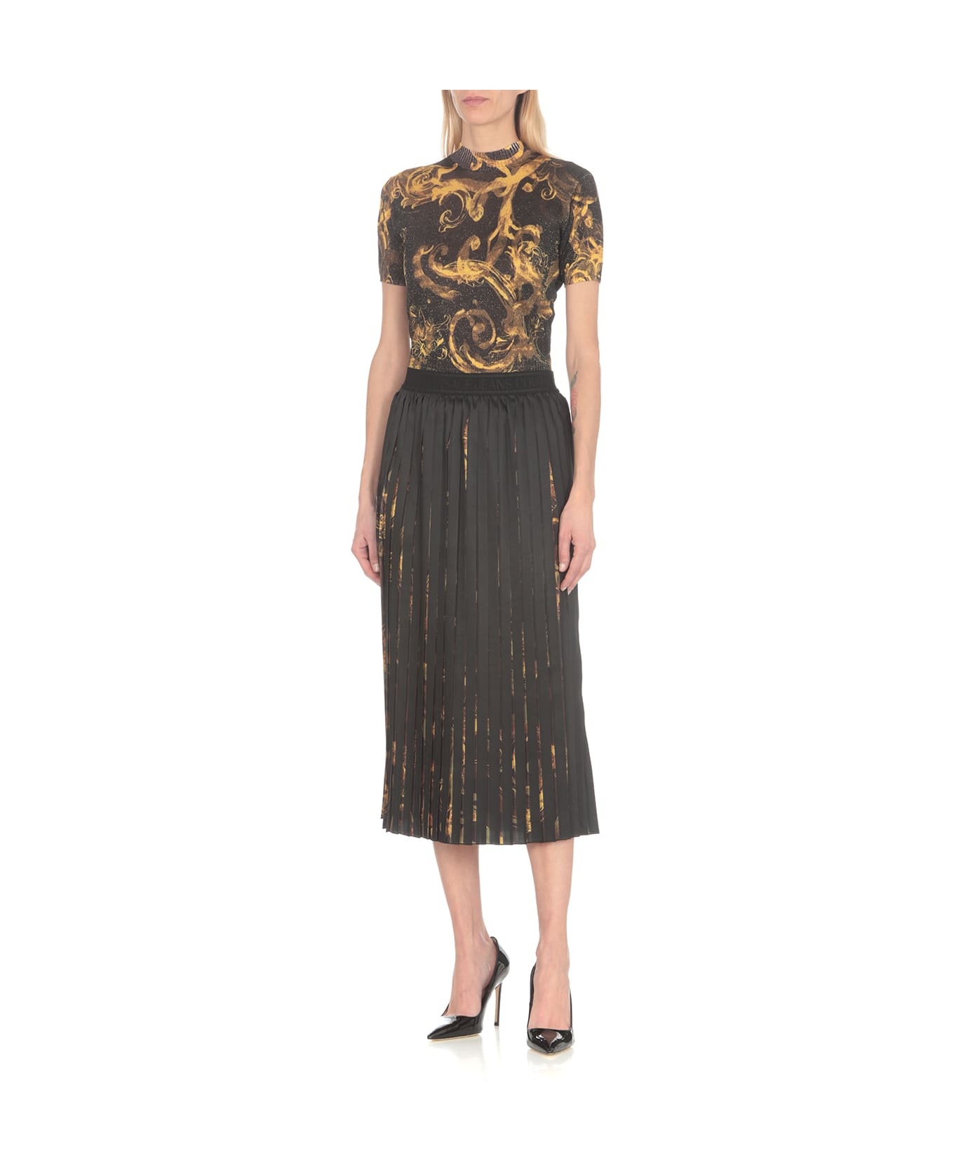 Watercolour Couture-print Pleated Skirt - 3