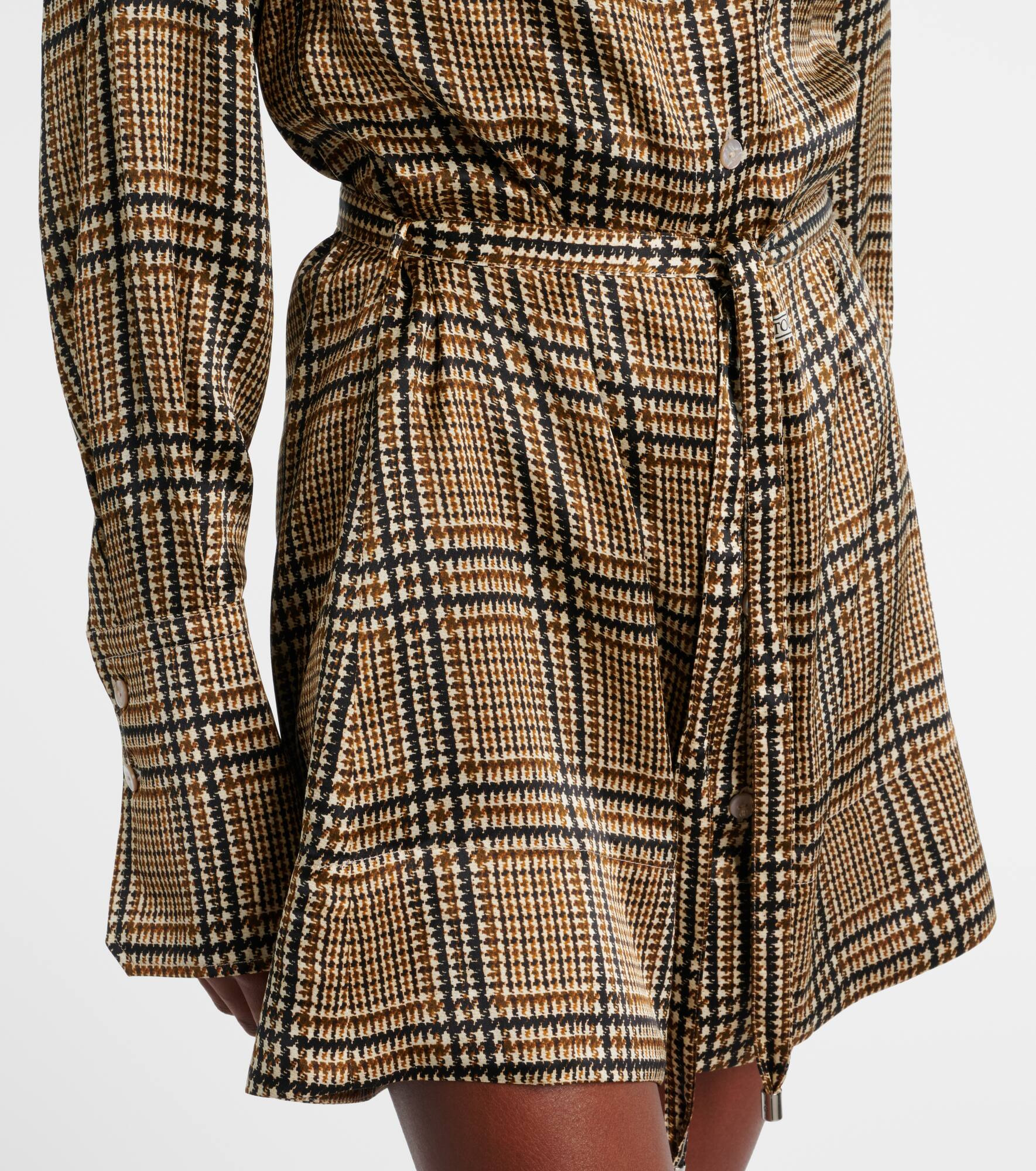 Prince of Wales check silk shirt dress - 5