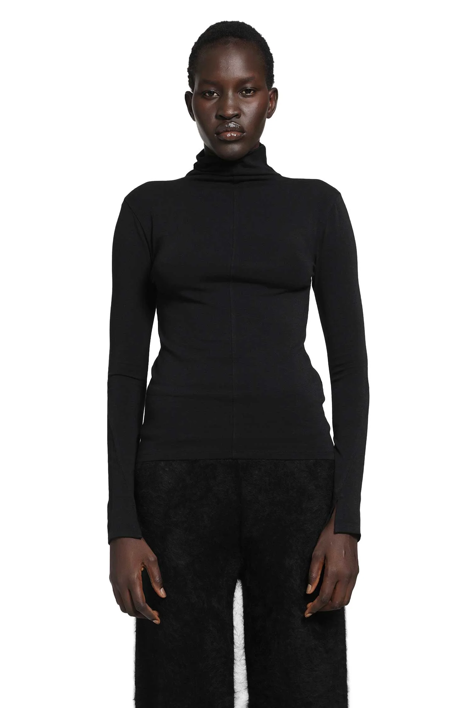 Stretch Cotton Modal Turtleneck Top - 1