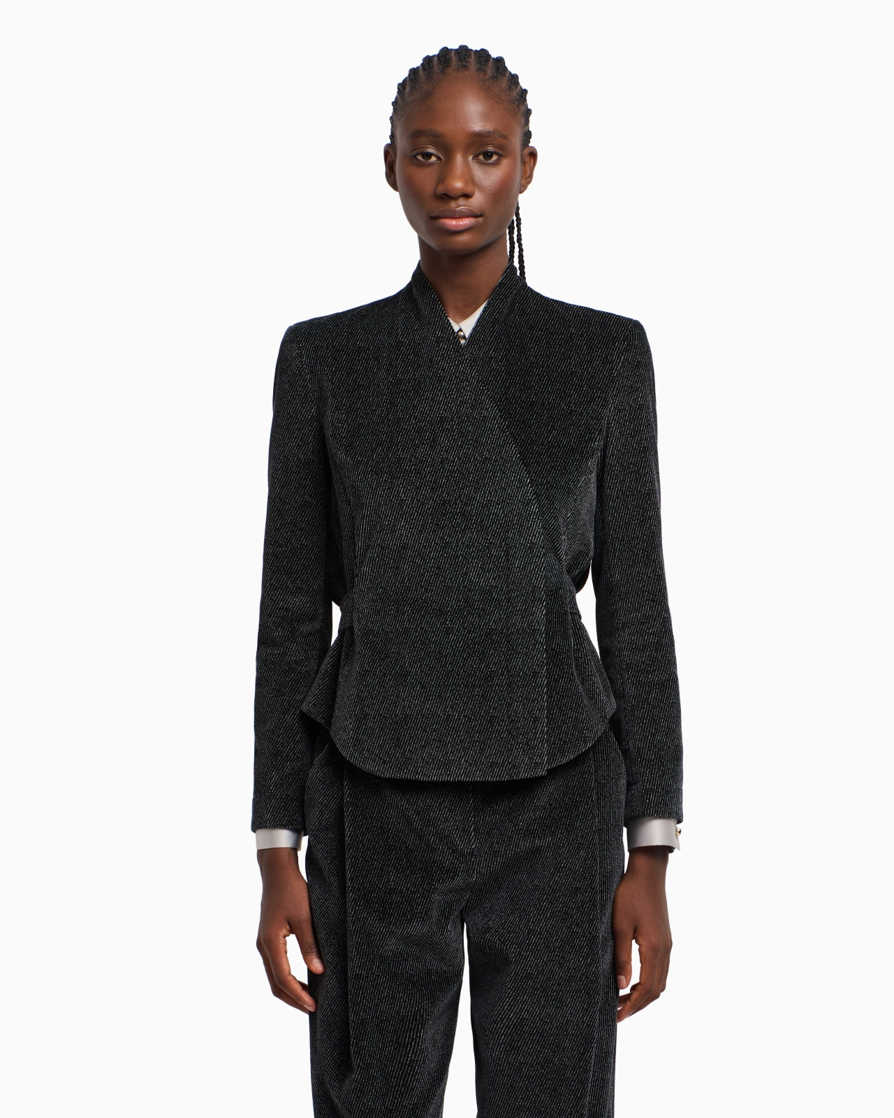 CAVALRY-EFFECT PRINTED VELVET JACKET WITH OFF-CENTRE FASTENING - 4