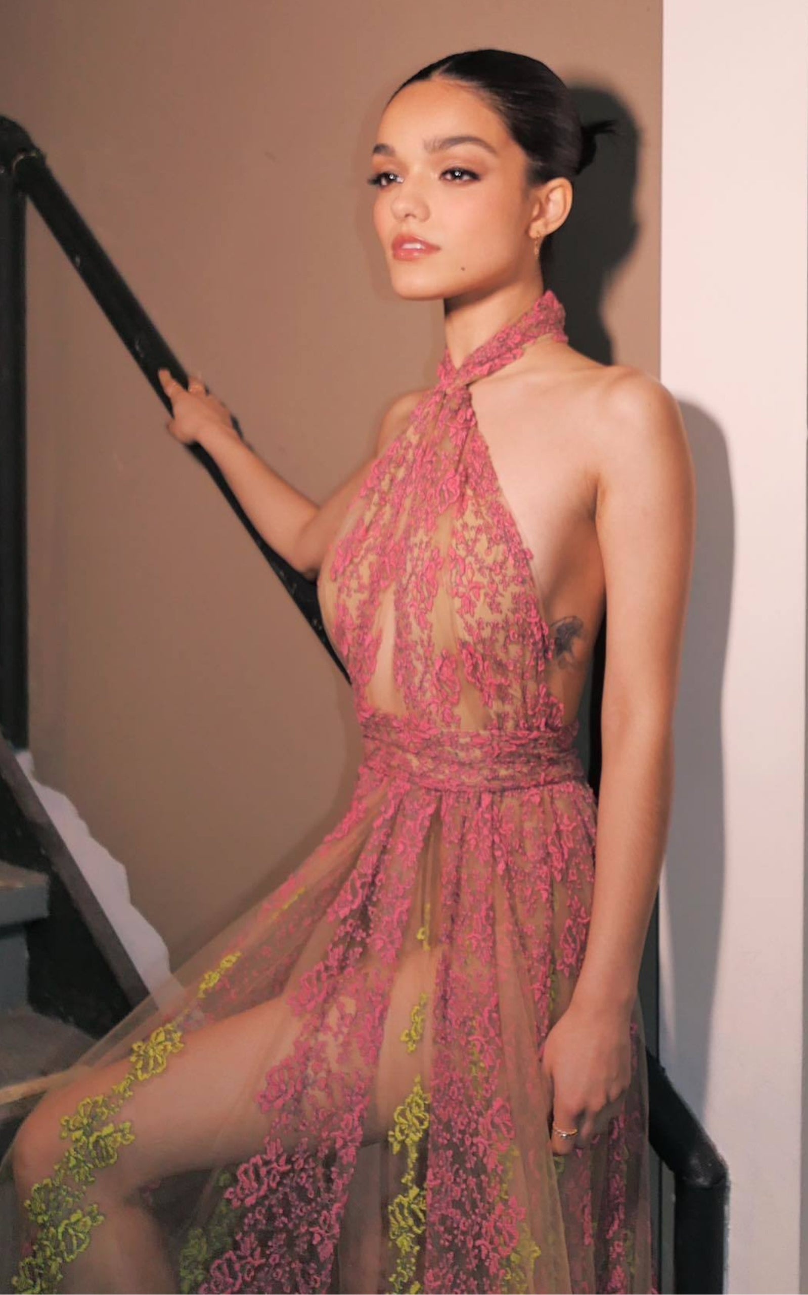 Floral Embroidery Tulle Floral Gown - 9