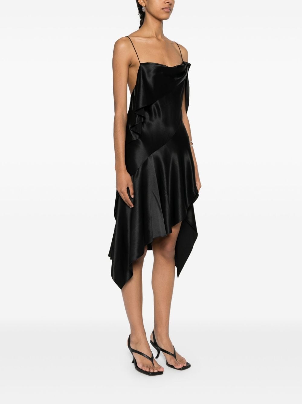 one-shoulder silk dress - 3
