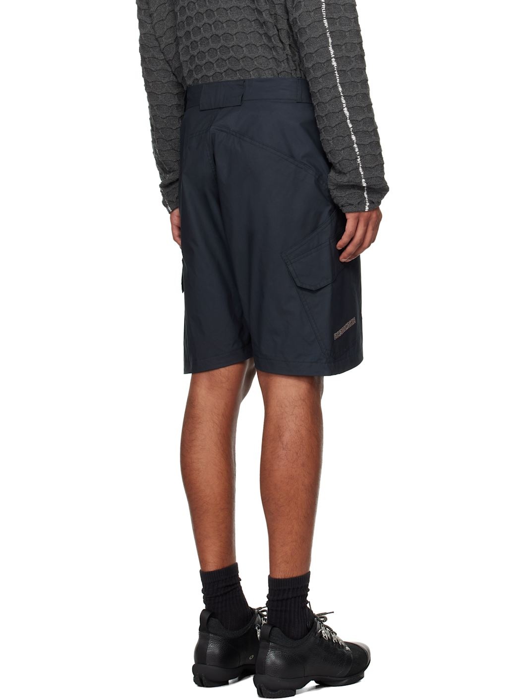 Black Ripstop Cotton Cargo Shorts - 3