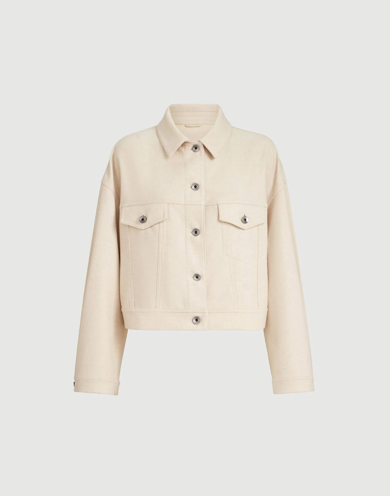 Lightweight wool cloth outerwear jacket with monili - 1