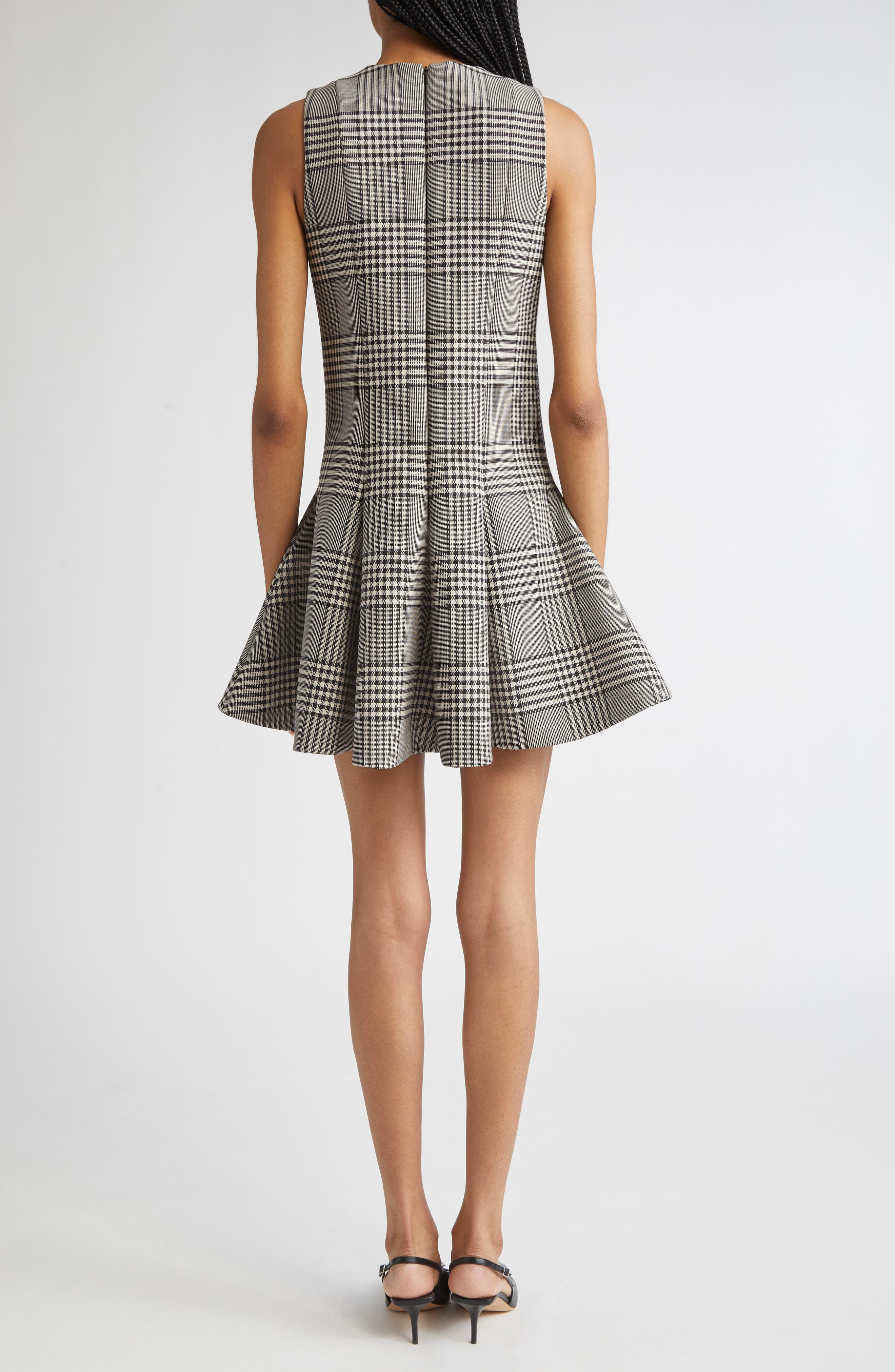 Brandon Maxwell The Sophie Prince of Wales Plaid Virgin Wool Fit & Flare Minidress at Nordstrom - 3
