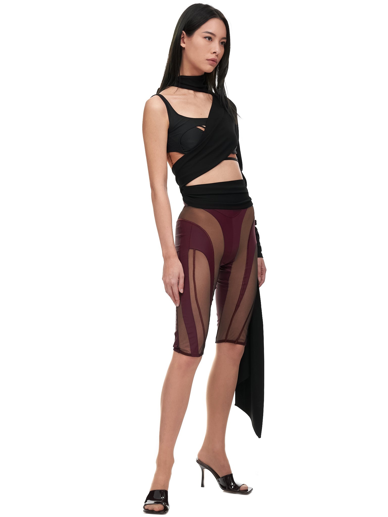 Sheer Panel Spiral Shorts - 6