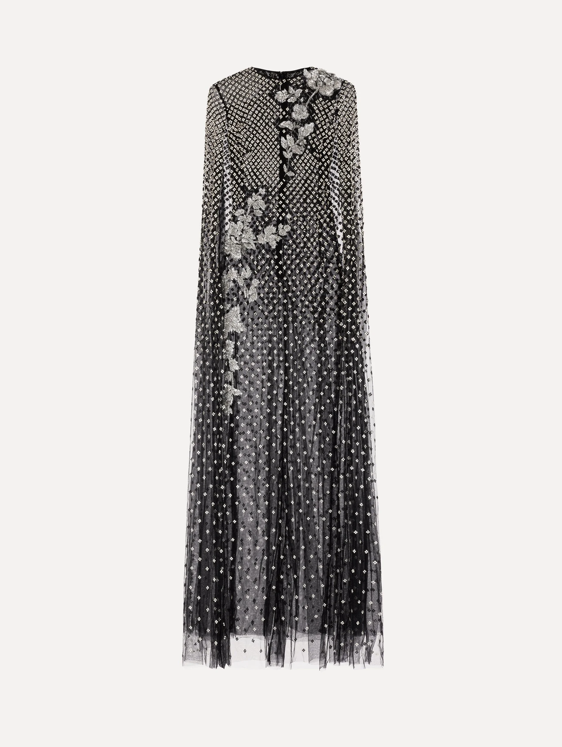 CRYSTAL GRID FLORAL EMBROIDERED CAFTAN - 1