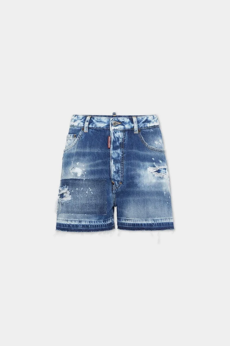 MEDIUM RIPPED WASH BAGGY SHORTS - 1