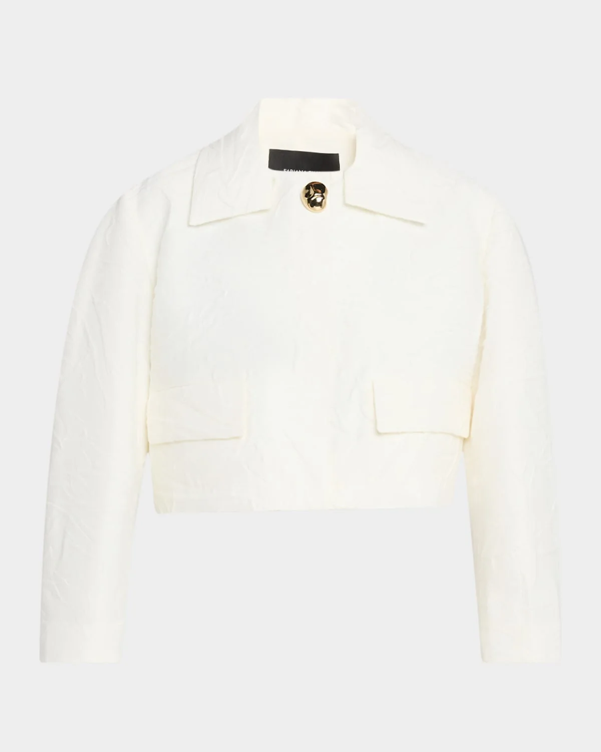 Cropped Crinkled Wool Jacquard Jacket - 1