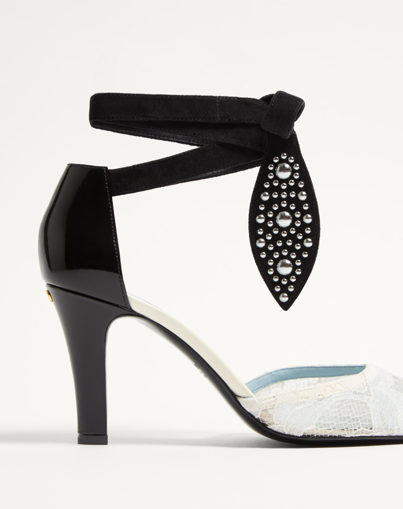 Valentino FOLIEFOLIAGE PUMPS IN ABRASIVE CALFSKIN AND LACE 85MM outlook