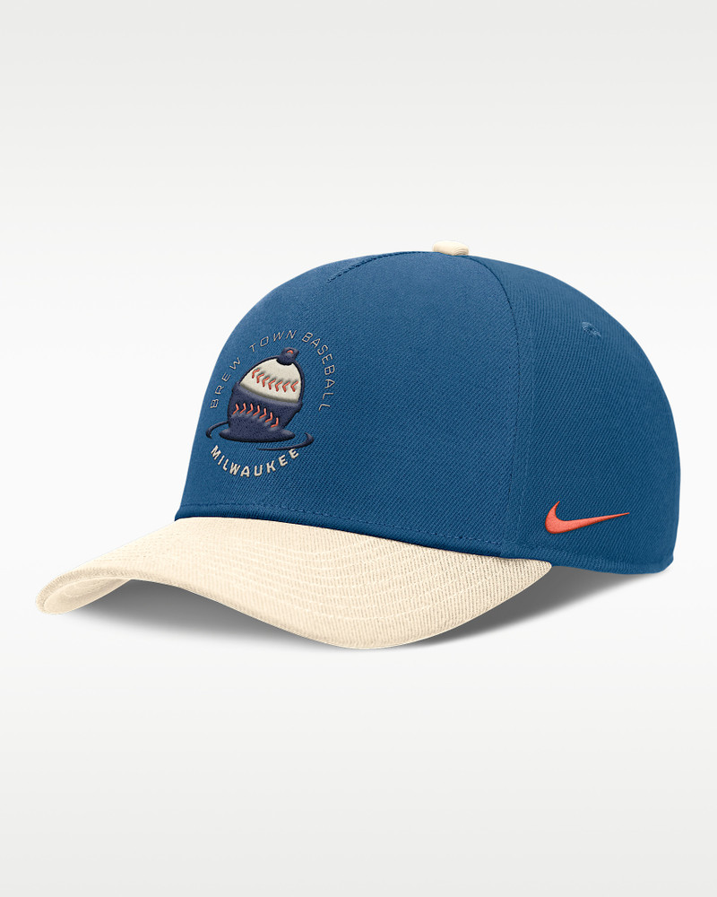 Milwaukee Brewers City Connect Rise Men's Nike Dri-FIT MLB A-Frame Adjustable Hat 1