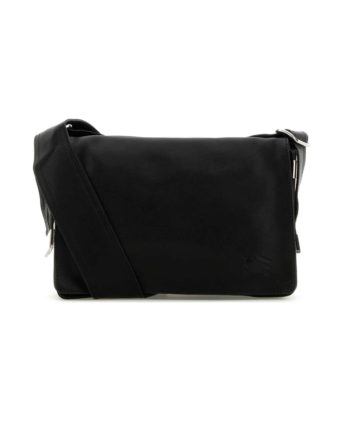 Black Leather Trench Crossbody Bag - 1