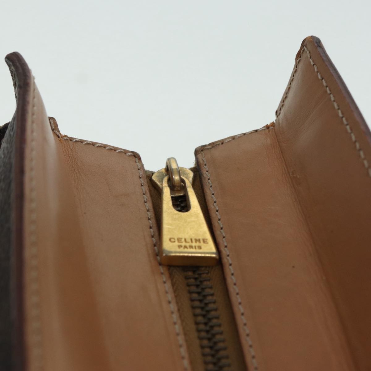 CELINE Macadam Canvas Hand Bag Pvc Leather Brown Gold - 10