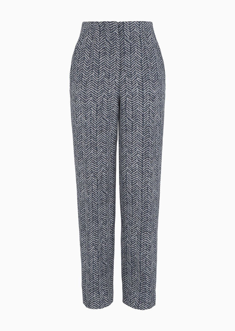 Tuxedo trousers in virgin wool chevron gabardine 1
