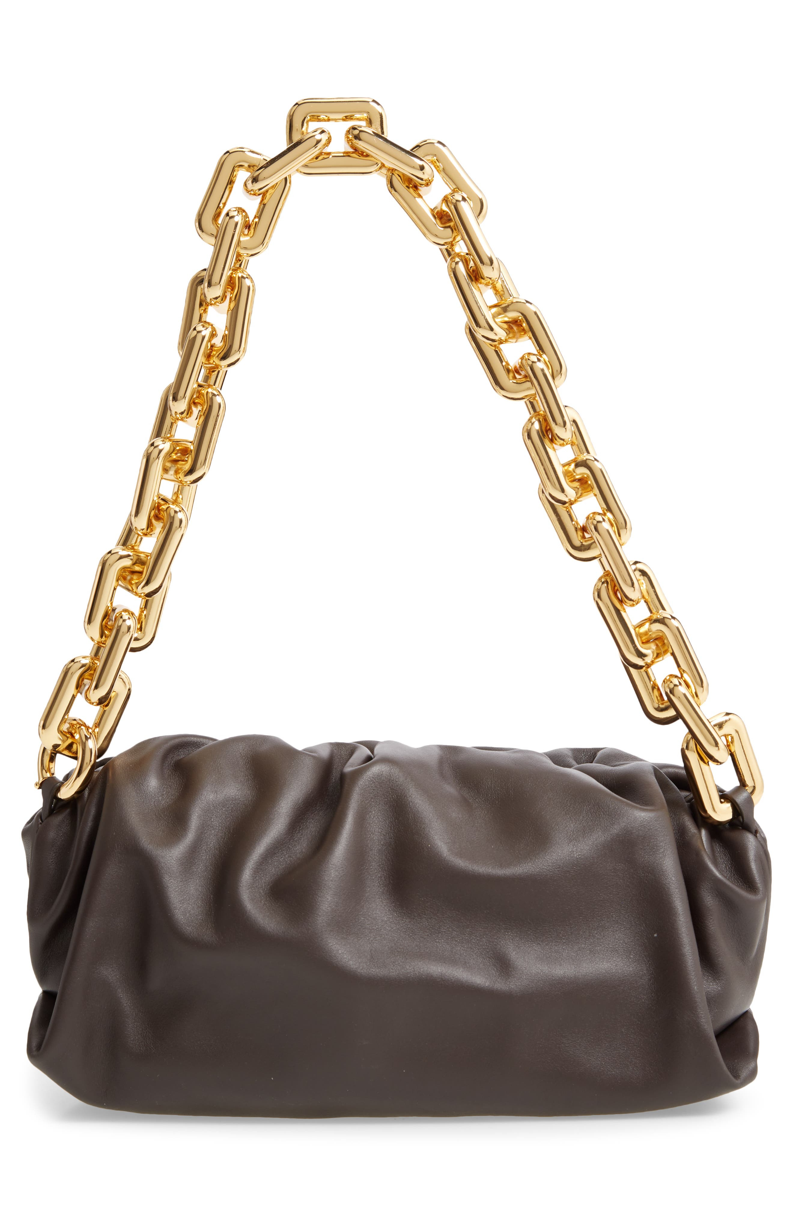 Bottega Veneta The Chain Pouch Leather Shoulder Bag in 2132 Fondente-Gold at Nordstrom - 3