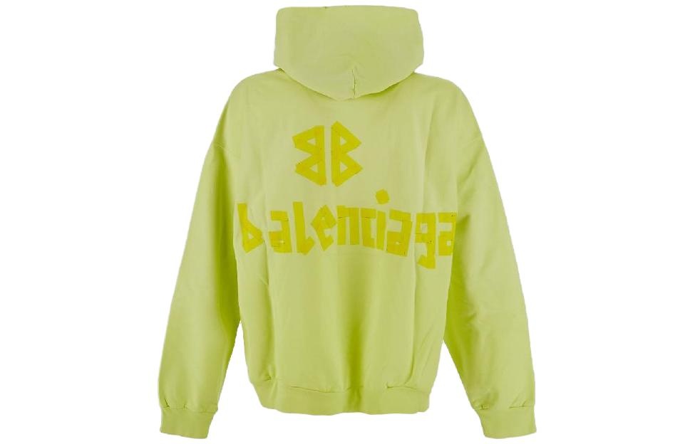 Balenciaga Tape Type Ripped Pocket Hoodie Oversized 'Fluo Yellow' 744441TOVB17204 - 2
