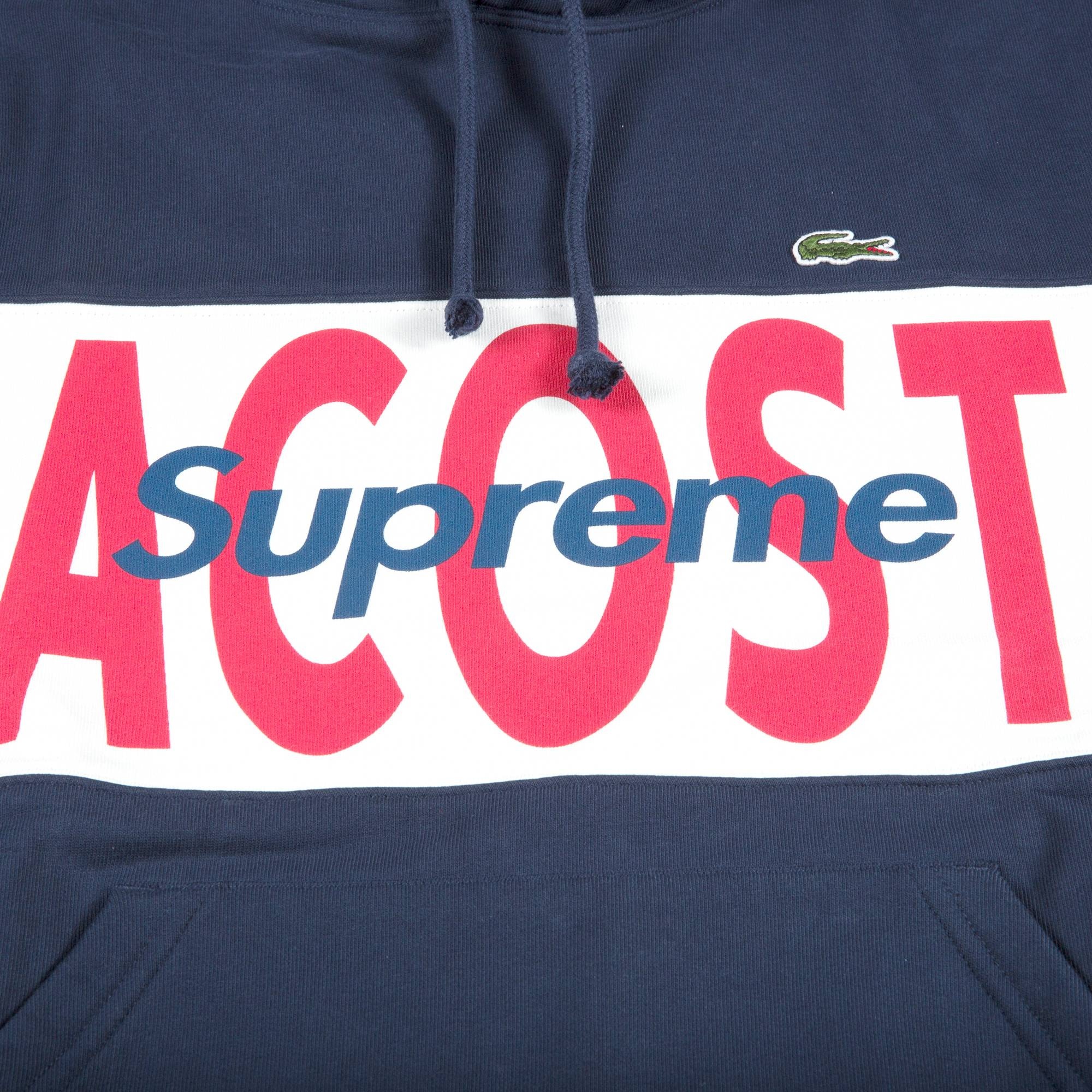 Supreme x Lacoste Logo Panel Hooded Sweatshirt 'Navy' - 2
