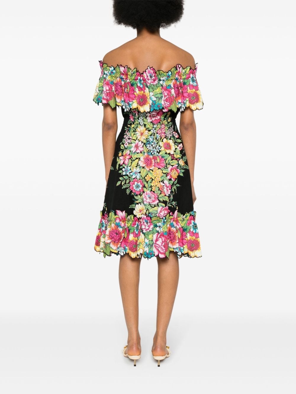 floral-print off-shoulder cotton dress - 4