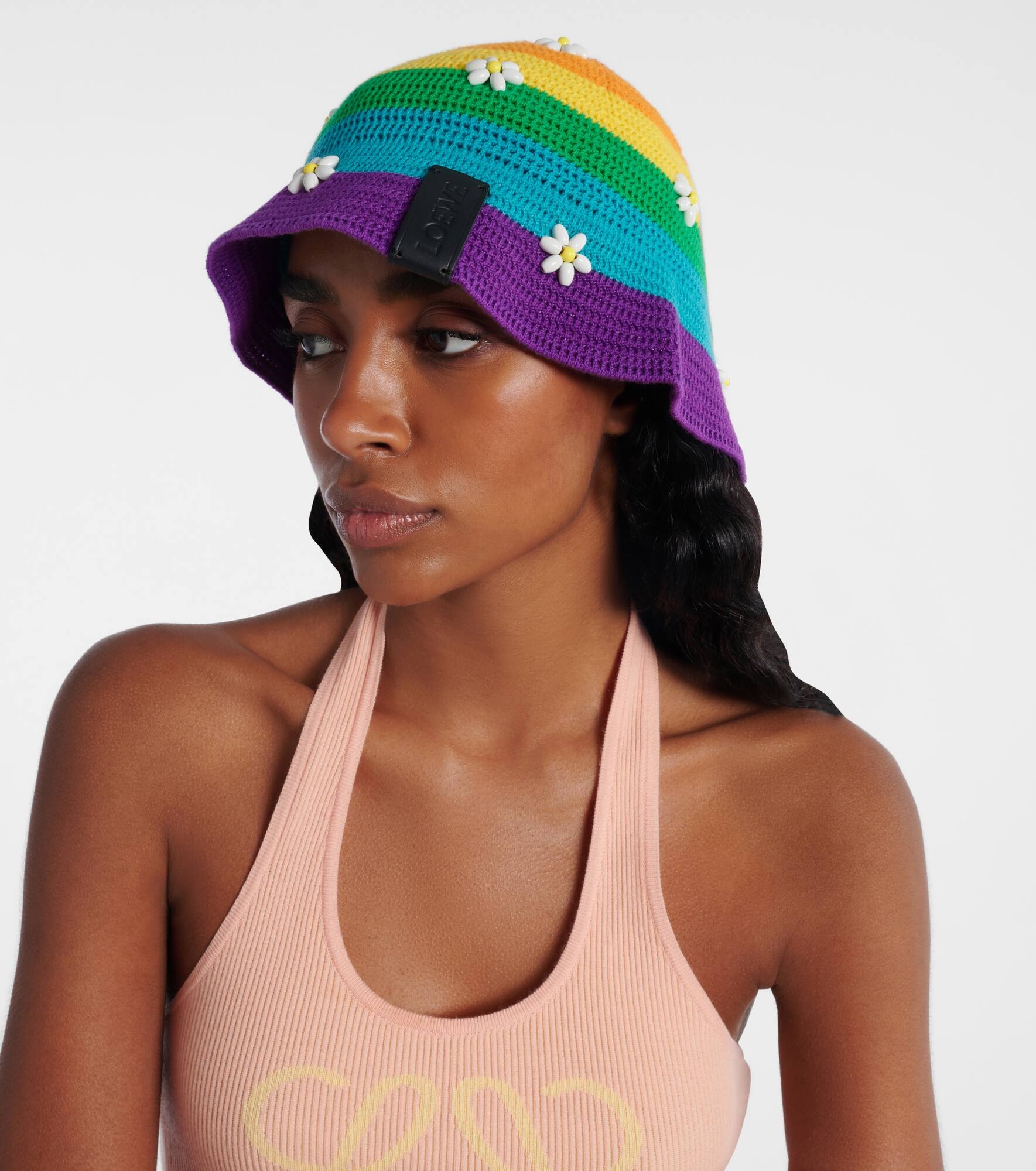 Daisy beaded cotton-blend bucket hat - 2