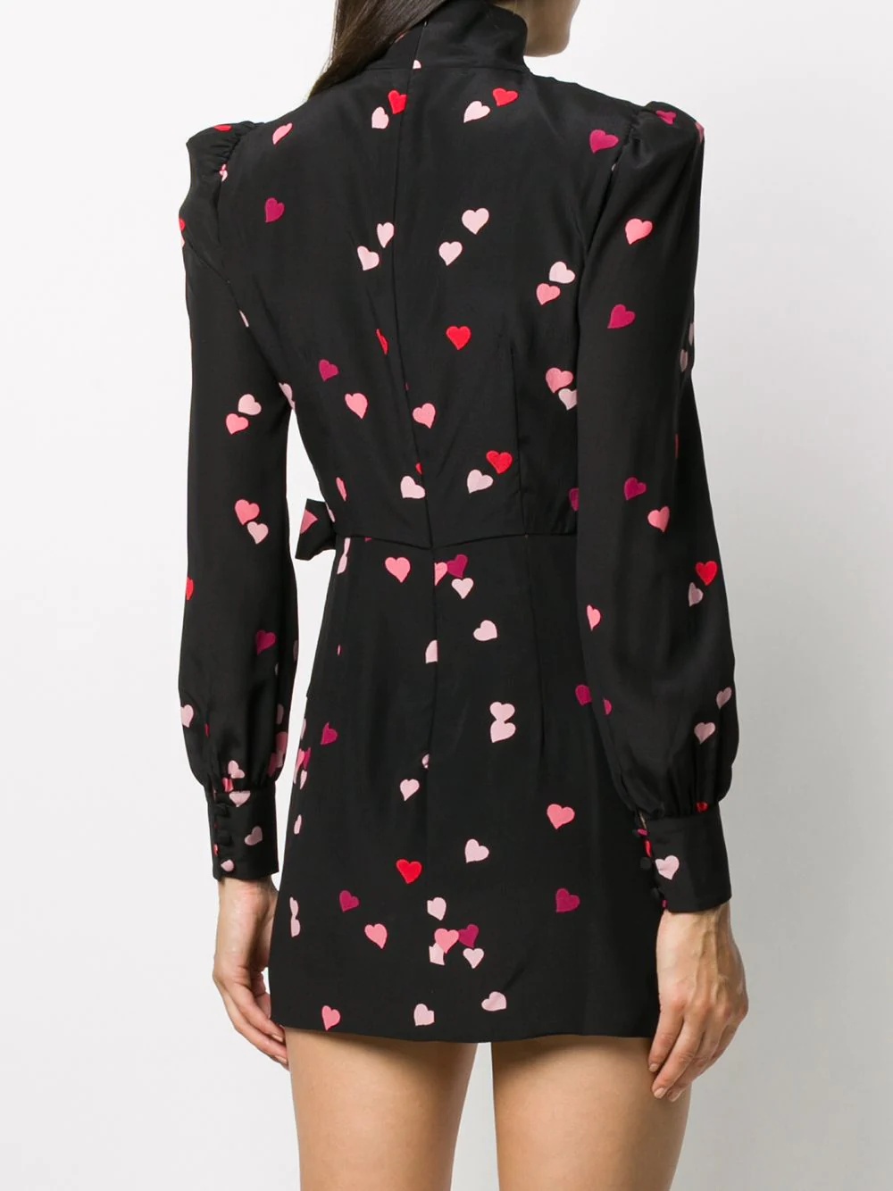 stand-up collar heart print dress - 4