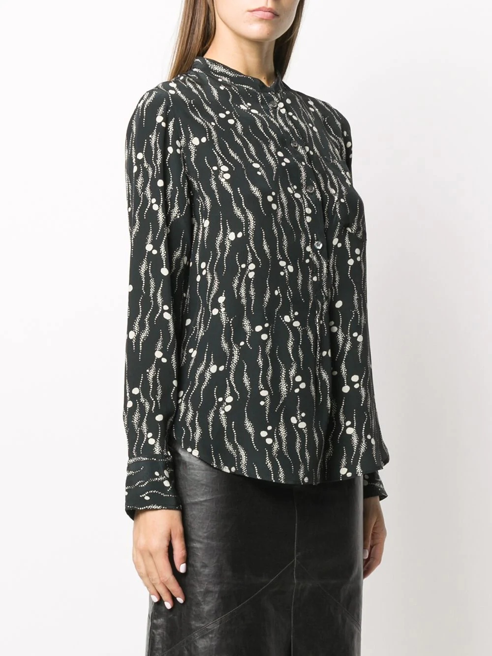 printed Mandarin collar shirt - 3