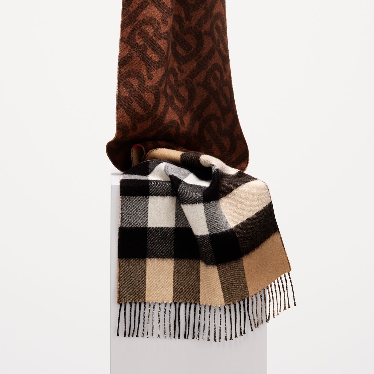 Reversible Check and Monogram Cashmere Scarf - 2