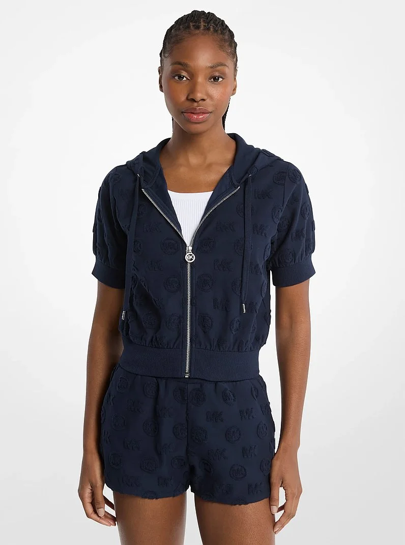 Logo Jacquard Terry Short-Sleeve Jacket - 1