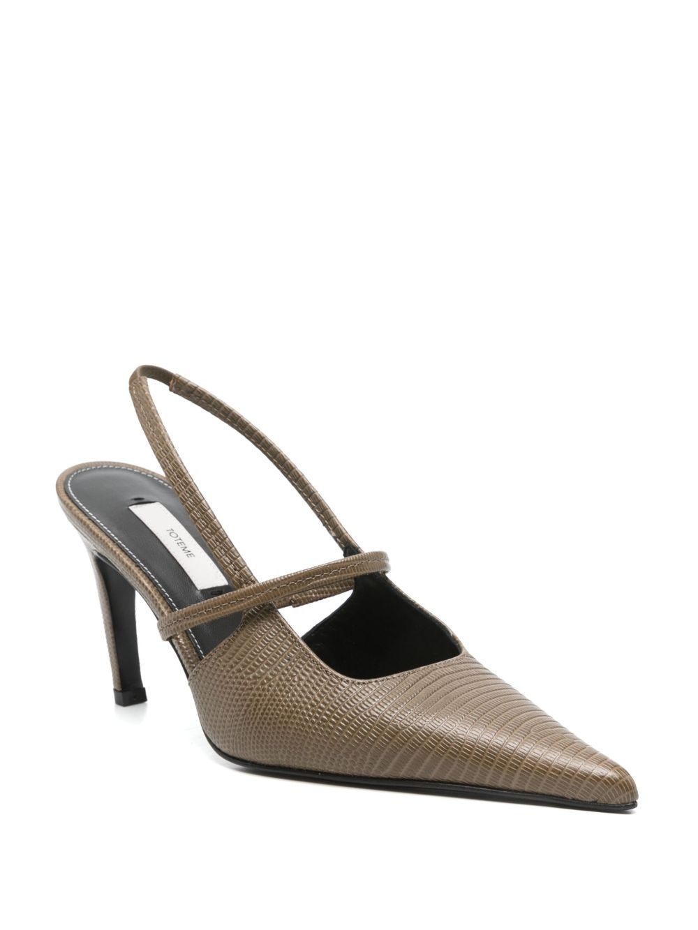 100mm lizard-embossed slingback pumps - 2