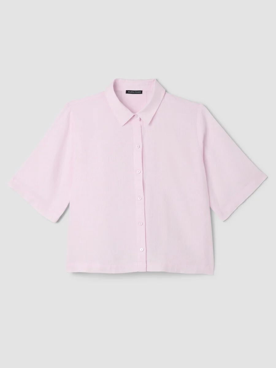 Organic Handkerchief Linen Elbow-Sleeve Shirt - 1