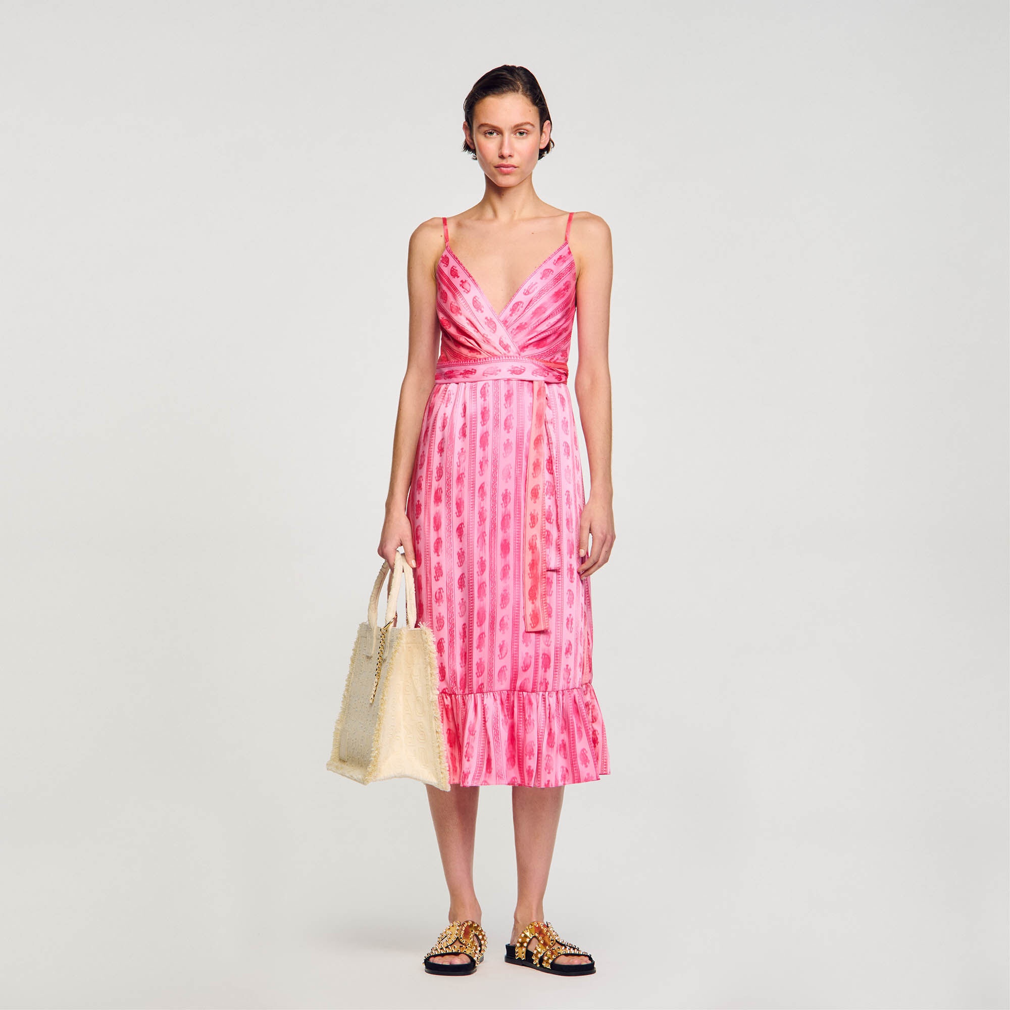 MIDI DRESS WITH TIE BELT - 2