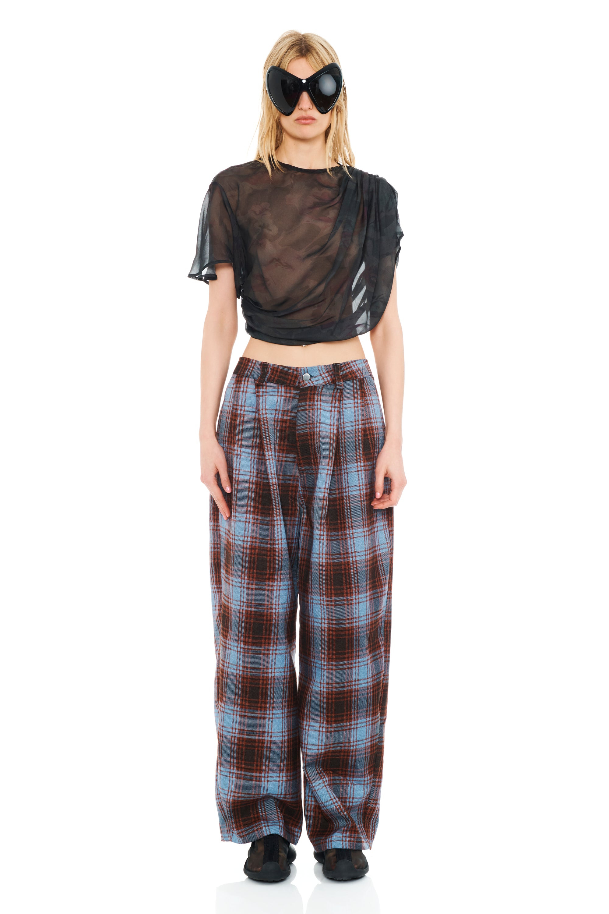 CRANBERRY SKY PLAID BUSTLE CATCHFLY PANT - 1