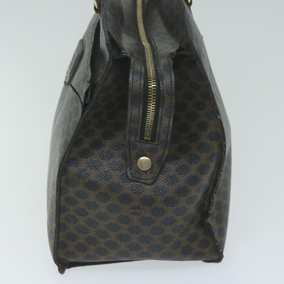 CELINE Macadam Canvas Hand Bag Pvc Brown Black - 3