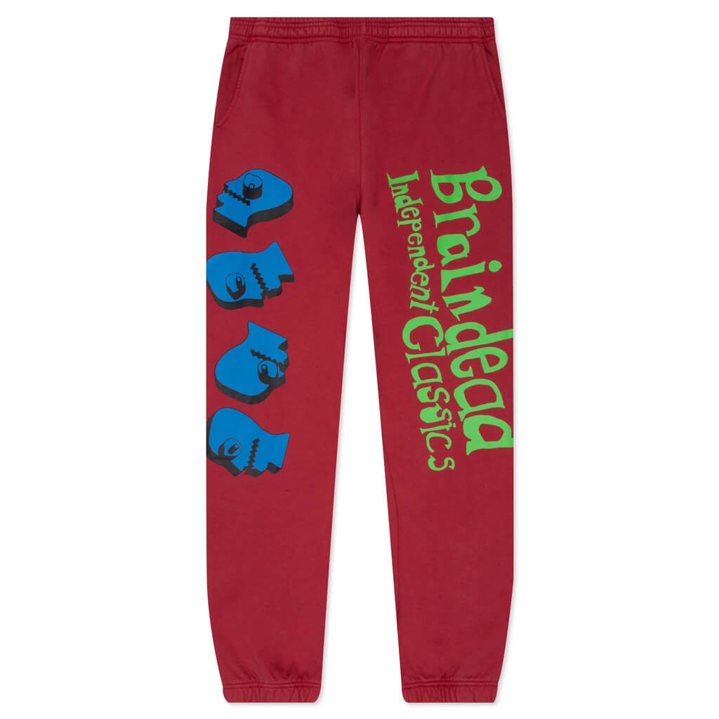 BRAIN DEAD INDEPENDENT CLASSIC SWEATPANTS - MAROON - 1