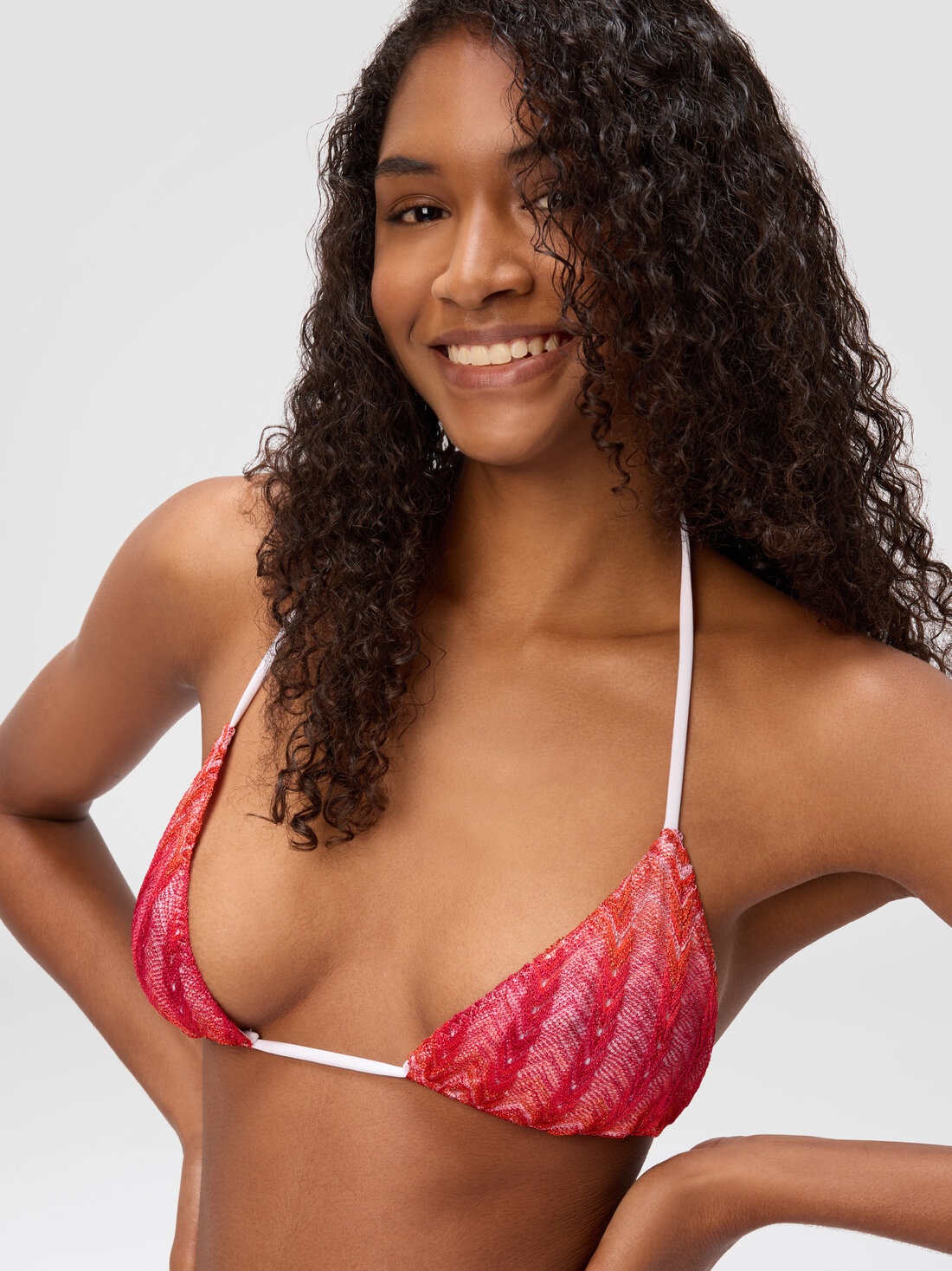 Viscose and lamé chevron-patterned bikini - 5