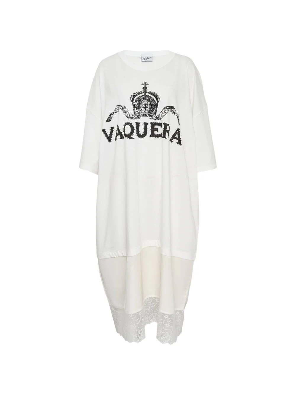 lace-trim T-shirt dress - 1